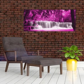 Obraz - fialový, vodopád (120x50 cm)