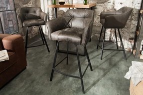 Nemecko -  Retro barová stolička LOFT 100 cm s podrúčkami, taupe šedá