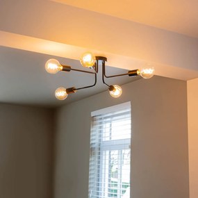 Dizajnové stropné svietidlo čierne 5-žiarovkové - Facile