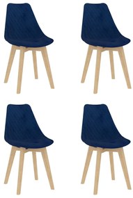 Jedálenské stoličky 4 ks modré zamatové 289151