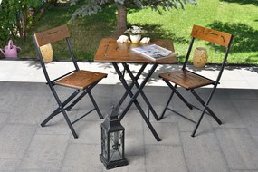 Súprava záhradného stola a stoličiek (3 kusy) Bonita (orech + čierna). Akcia -19%. Vlastná spoľahlivá doprava až k Vám domov. 1083037