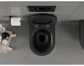 Mexen Carmen závesné wc Rimless s toaletným Slim sedátkom z duroplastu, čierna matná - 30881085