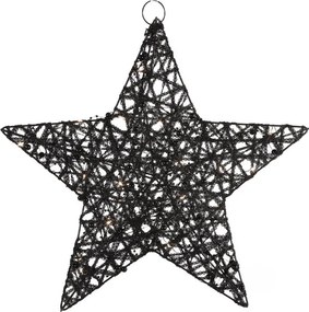 Vianočná dekorácia hviezda STARIELLE s LED osvetlením 40 cm, čierna