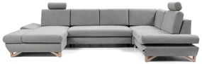 Rozkladacia rohová čalúnená sedacia súprava AVESTA v tvare U, sivá, s úložným priestorom