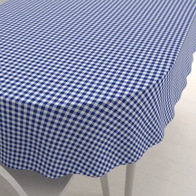 Biante Bavlnený oválny obrus Sandra SA-057 Modro-biele kocky 120x140 cm