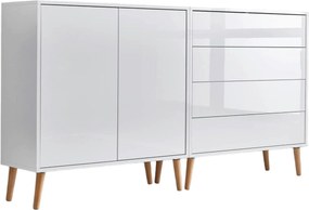 XXXLutz ŠIROKÁ KOMODA, biela, biela s vysokým leskom, 158/86/33 cm MID.YOU - Komody - 001067002101