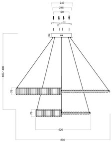 Maytoni P097PL-L90G4K - LED Luster na lanku KRONE LED/90W/230V pr. 80,5 cm zlatá