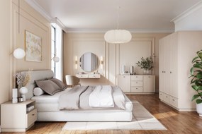 Komoda Lorini 150 cm na sokli - kašmírová / čierne úchytky T