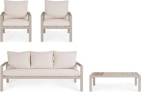 Béžová hliníková záhradná lounge súprava pre 5 Elna – Bizzotto