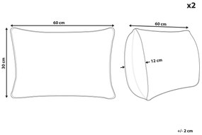 Sada 2 dekoratívnych károvaných vankúšov 30 x 60 cm béžová DOURIS Beliani