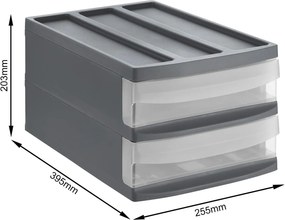 DUO M - Box s 2 zásuvkami (A4), úložný box výsuvný, antracit, Rotho SYSTEMIX