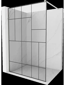Mexen Kioto sprchová stena Walk-in 130 x 200 cm, čierny vzor 8 mm, brúsený nikl - 800-130-101-97-78