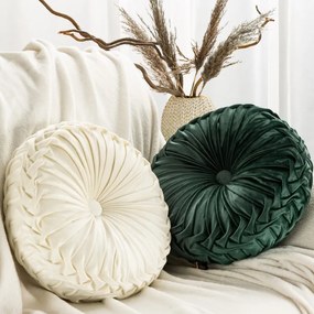 Dekorstudio Okrúhly vankúš VELVET95 v zelenej farbe - priemer 40cm