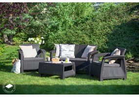 Tmavosivá záhradná lounge súprava pre 4 osoby Corfu – Keter