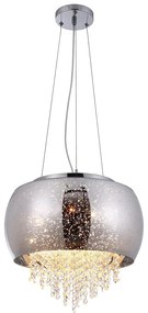 Závesné svietidlo Starlight, 1x kryštáliky/chrómové sklenené tienidlo, ch