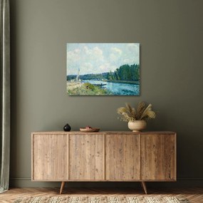 Sklenený obraz - Alfred Sisley, The Banks of the Oise, reprodukcia (70x50 cm)