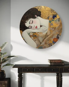 Gario Okrúhly obraz na plátne Ženská tvár - Gustav Klimt, reprodukcia Rozmery: 60 x 60 cm
