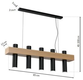 Luster na lanku WEST 5xGU10/25W/230V čierna