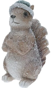 Dekorácia Veverička s čiapkou zelená, 10,5 x 12,5 x 6,5 cm