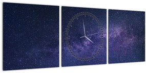 Obraz galaxie (s hodinami) (90x30 cm)