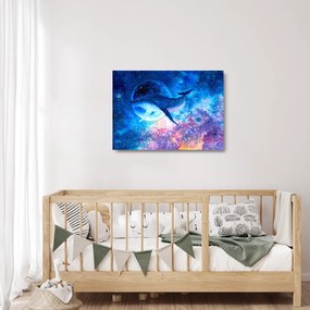 Sklenený obraz - Vesmírna veľryba (70x50 cm)