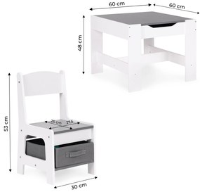 Zostava detského nábytku, stôl + 2 stoličky, kriedová tabuľa, ECOTOYS