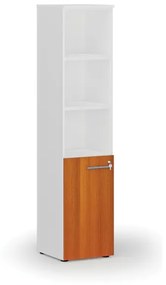 Kombinovaná kancelárska skriňa PRIMO WHITE, dvere na 2 poschodia, 1781 x 400 x 420 mm, biela/čerešňa