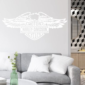 Veselá Stena Samolepka na stenu na stenu Harley Davidson orol Farba: bílá, Veľkosť: 80 x 34 cm