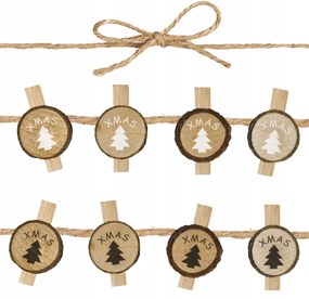 Sada 8 ks vánočních kolíčků Deleon hnědá