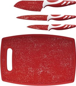 4-dielna sada kuchynských nožov s doskou ROYALTY LINE Red 50077