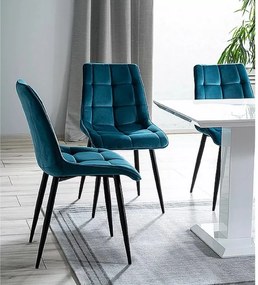 SI Elegantná zamatová stolička tyrkysová