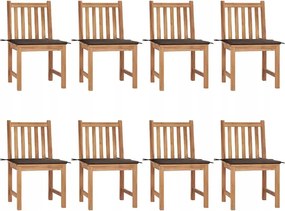 vidaXL Záhradné stoličky 8 ks s podložkami tíkový masív