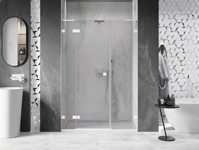 Mexen Lunar L, ľavé otočné sprchové dvere 135 cm, 8mm číre sklo, biely profil, 834SL-135-050-20-00-L