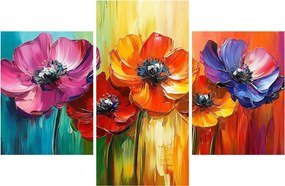 Obraz - Päť pestrofarebných kvetov (90x60 cm)