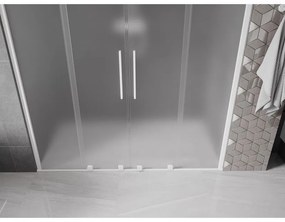 Mexen Velar Duo, posuvné sprchové dvere do otvoru 200 cm, 8mm sklo námraza, biela matná, 871-200-000-32-20