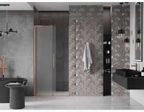 Mexen Velar L, posuvné sprchové dvere do otvoru 90 cm, 8mm sklo námraza, medená matná, 871-090-003-31-65