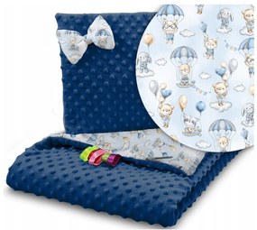Detská deka + vankúš Minky Farba: modrá-hviezdičky