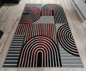 HU Sivo červený geometrický obdĺžnikový koberec NEW IDEA 90141-0564 Rozmer: 150x210 cm