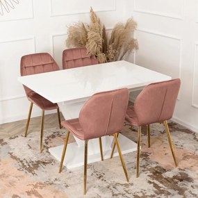 Rozkladací jedálenský stôl CLARK – biely lesk, 120–160 cm