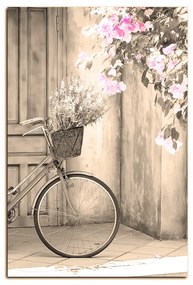 Obraz na plátne - Pristavený bicykel s kvetmi - obdĺžnik 774FA (100x70 cm)