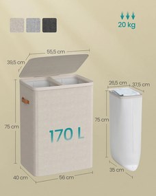 Songmics Kôš na bielizeň Daisy Beige 2x85l