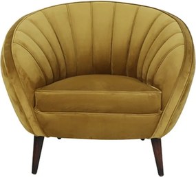 Okrové designové zamatové kreslo Almond ocher - 91*71*77cm