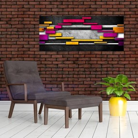 Obraz farebné abstrakcie na čiernom pozadí (120x50 cm)