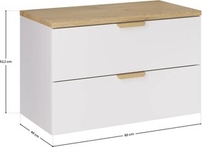 Závesná skrinka pod umývadlo Aster s doskou 80 cm biela/dub cremona