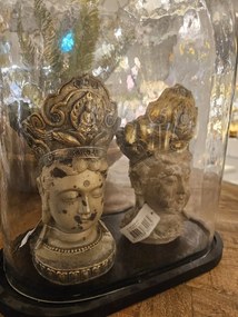 Šedo-zlatá dekorácia socha hlava Budha - 11*9*22 cm
