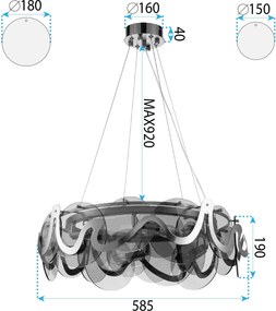 Toolight Toolight, stropné svietidlo 8xE14, APP1545-8CP zlatá matná-šedá, OSW-04065