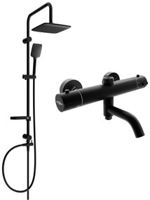 Mexen Sven, sprchový set s dažďovou sprchou a KAI termostatickou vaňovou batériou, čierna matná, 77900262-70