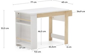 Detský písací stôl s bielou doskou 40x77 cm Serwa – Kave Home