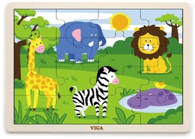 Viga drevené puzzle 16 dielikov - divočina