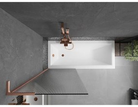 Mexen Next L, 1-krídlová vaňová zástena 70 x 150 cm, 6mm sklo s rebrovým vzorom, medený profil, 895-070-000-03-09-65